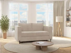 Clearance Sofá cama de 3 plazas de apertura rápida de tela texturizada colchón de 14 cm ELORYA Sofá - 3 Plazas|Sofá De Tela