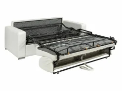 Online Vente-unique Sofá cama de 3 plazas de cuero - Cama de 140 cm - Colchón de 18 cm - CALITO Blanco