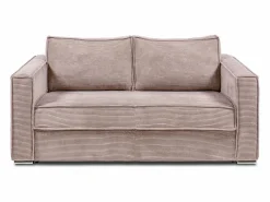 Hot Vente-unique Sofá cama de 3 plazas de pana en - 140 cm - Colchón de 18 cm LORETO Rosa