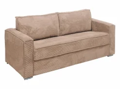 Hot Vente-unique Sofá cama de 4 plazas de pana base de láminas anchas - 22 cm LORETO Topo
