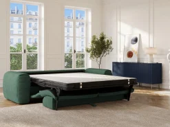 Vente-unique Sofá cama de 4 plazas de pana POGNIA