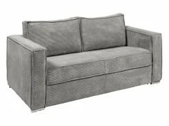 Outlet Vente-unique Sofá cama de 3 plazas de pana - 140 cm - 14 cm LORETO Gris claro