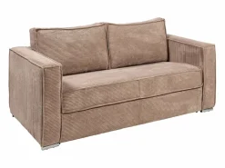 Vente-unique Sofá cama de 3 plazas de pana color láminas anchas - 22 cm LORETO