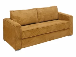 Vente-unique Sofá cama de 4 plazas de pana amarillo lamas 22cm LORETO