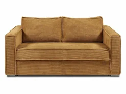 Online Vente-unique Sofá cama de 3 plazas de pana amarillo lamas 22cm LORETO Mostaza