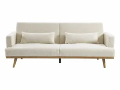 Online Vente-unique Sofá cama de 3 plazas de tela rizada ESME Blanco