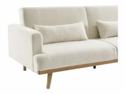 Online Vente-unique Sofá cama de 3 plazas de tela rizada ESME Blanco