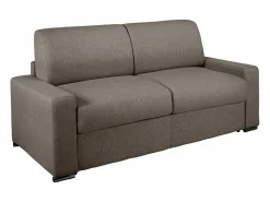 Vente-unique Sofá cama de 3 plazas de tela de apertura rápida antracita - colchón 14 cm - CALITO