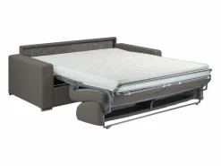 Vente-unique Sofá cama de 3 plazas de tela de apertura rápida antracita - colchón 14 cm - CALITO