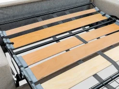 Vente-unique Sofá cama de 4 plazas de tela de apertura rápida Gris colchón - VIZIR Marru00f3n chocolate