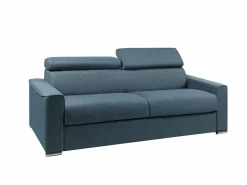 Vente-unique Sofá cama de 4 plazas de tela de apertura rápida Gris colchón - VIZIR