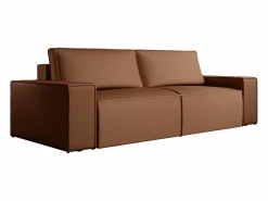Best Sofá cama de 4 plazas de tela efecto cuero color marrón AMELIA Sofá Vintage
