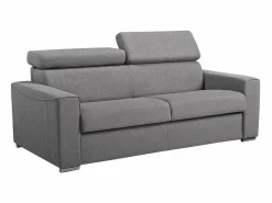 New Vente-unique Sofá cama de 3 plazas de tela de apertura rápida colchón - VIZIR Gris