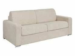 Online Vente-unique Sofá cama de 4 plazas de tela rizada - 160 cm - 22 cm CALITO Beige