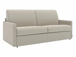 Vente-unique Sofá cama de 4 plazas de tela tipo italiano gris - Colchón de espuma 18 cm - CALIFE