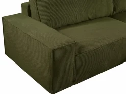 New Vente-unique Sofá cama de 4 plazas en pana verde AMELIA Caqui