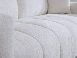Vente-unique Sofá cama de 4 plazas en tela bouclé colchón de 16 cm ISSORO