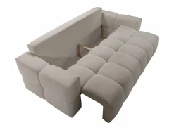 Vente-unique Sofá cama de 3 plazas en tela bouclé crema ISSORO