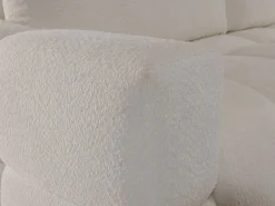 Vente-unique Sofá cama de 3 plazas en tela bouclé crema ISSORO