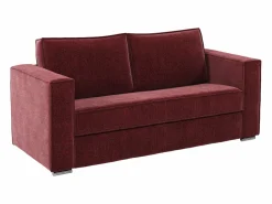 Best Vente-unique Sofá cama de 3 plazas exprés tejido chenilla burdeos cama 140cm - 14cm LORETO Granate
