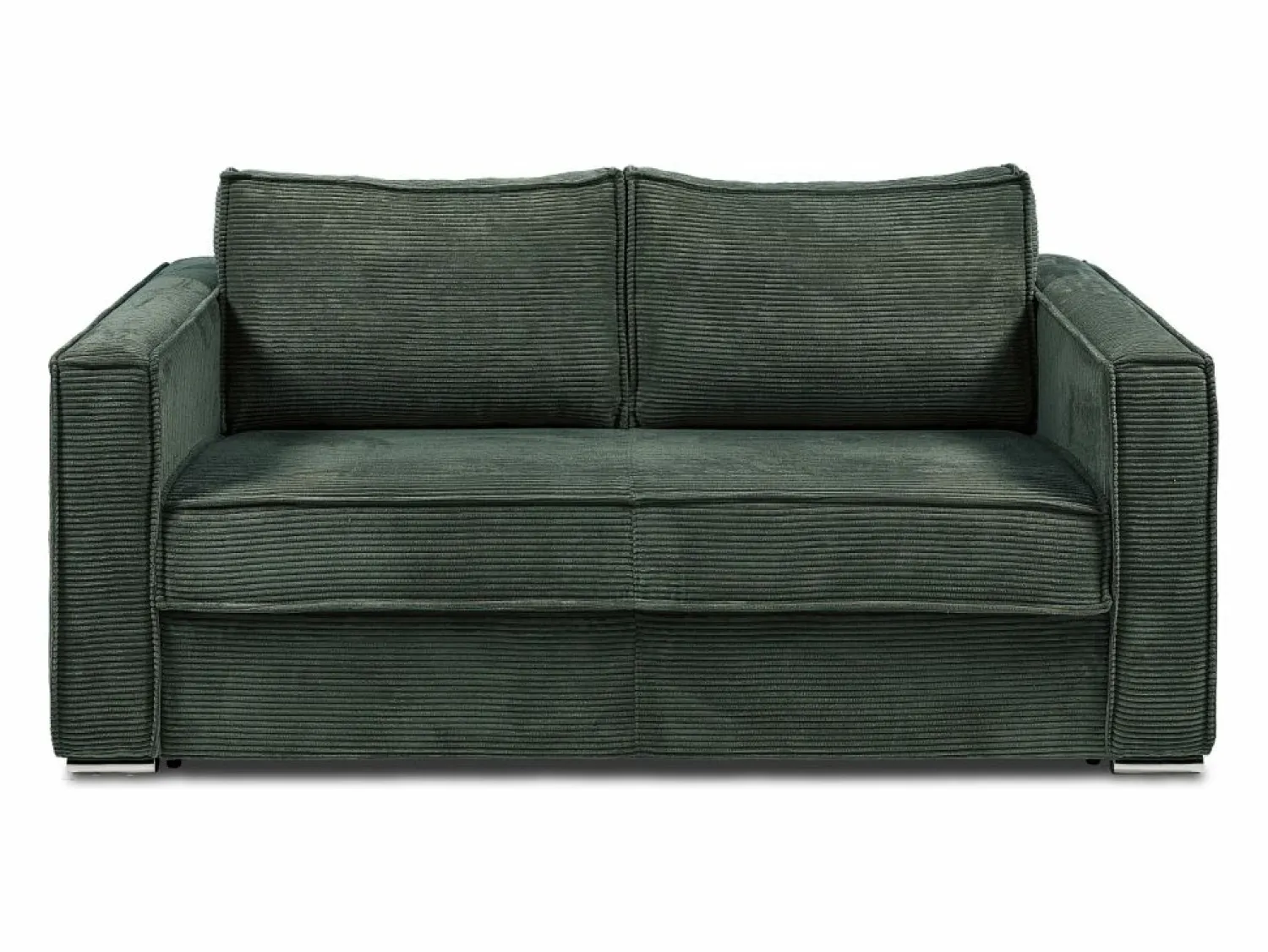 Sale Sofá cama de 4 plazas exprés terciopelo acanalado verde abeto asiento viscoelástico 18 cm LORETO Sofá De Terciopelo|Sofá - 4 Plazas