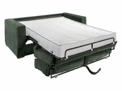 Sale Sofá cama de 4 plazas exprés terciopelo acanalado verde abeto asiento viscoelástico 18 cm LORETO Sofá De Terciopelo|Sofá - 4 Plazas