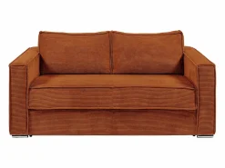 Sale Vente-unique Sofá cama de 4 plazas exprés terciopelo acanalado lamas anchas - 22 cm LORETO Terracota