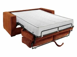 Sale Vente-unique Sofá cama de 4 plazas exprés terciopelo acanalado lamas anchas - 22 cm LORETO Terracota
