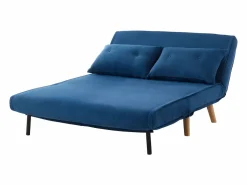 Discount Vente-unique Sofá cama de 2 plazas tela patas madera VALERIO Azul
