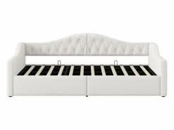 OKWISH Sofá cama de 90 x 200 cm, lino , canapé con tira de luz LED y somier (colchón no incluido)