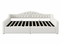 OKWISH Sofá cama de 140 x 200 cm, lino , canapé con tira de luz LED y somier (colchón no incluido)