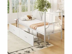 Outlet Sofá cama de hierro forjado 90x200 cm - con 2 cajones - estructura metálica - con compartimento de almacenamiento - Cama Diván