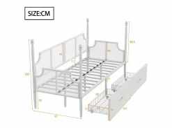 Outlet Sofá cama de hierro forjado 90x200 cm - con 2 cajones - estructura metálica - con compartimento de almacenamiento - Cama Diván