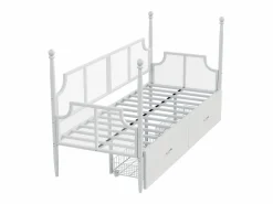 Outlet Sofá cama de hierro forjado 90x200 cm - con 2 cajones - estructura metálica - con compartimento de almacenamiento - Cama Diván
