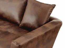 Vente-unique Sofá cama de microfibra marrón ángulo izquierdo ROMANE