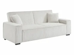 New Sweeek Sofá cama de pana de 3 plazas Crema