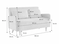 Sweeek Sofá cama de pana de 2 plazas con patas de madera