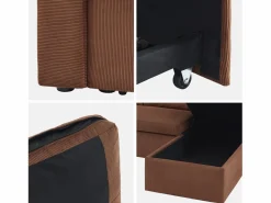 Sweeek Sofá cama de pana de 3 plazas óxido