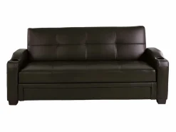Best Sofá cama de piel sintética en color marrón MIRELLA Sofás De Piel Sintética