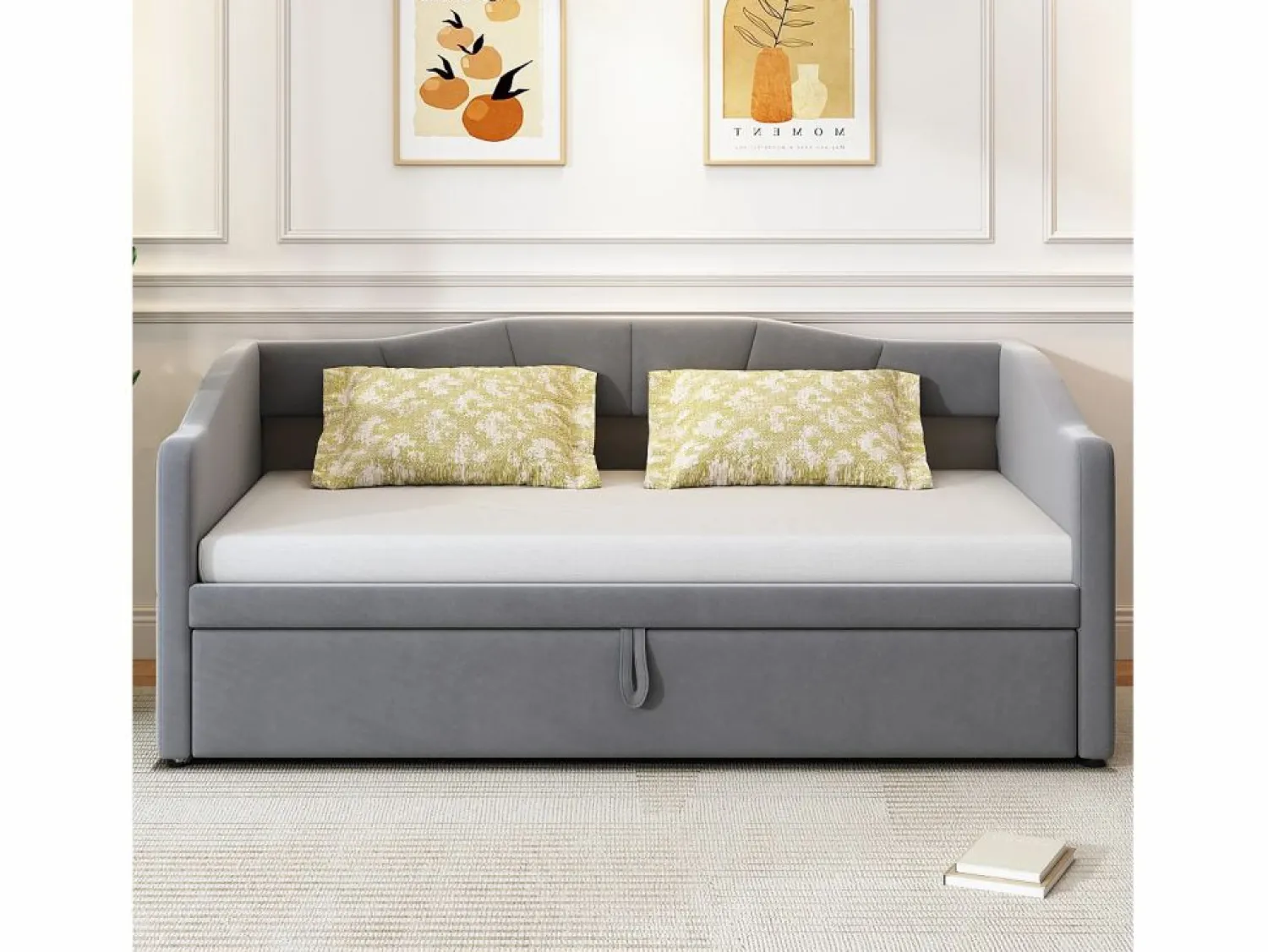Best Sofá cama de terciopelo 180x200 cm - con cama nido - somier de láminas - Cama Nido