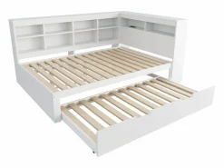New Sofá cama doble 140x200cm y cama nido 90x190cm con puerto USB y múltiples espacios de almacenaje, sin colchón Cama Diván