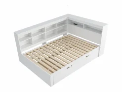 New Sofá cama doble 140x200cm y cama nido 90x190cm con puerto USB y múltiples espacios de almacenaje, sin colchón Cama Diván