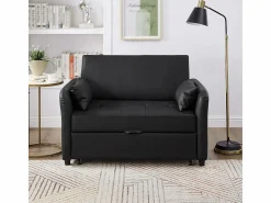 Discount KOMHTOM Sofá cama doble plegable, respaldo ajustable, material PU resistente al agua, Negro