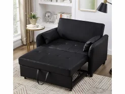 Discount KOMHTOM Sofá cama doble plegable, respaldo ajustable, material PU resistente al agua, Negro