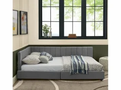 Hauss Spole Sofá cama doble 160x200cm con respaldo alto, somier de láminas, terciopelo