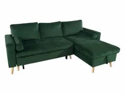 Happy Garden Sofá cama esquinero de 3 plazas JAMES de terciopelo Verde