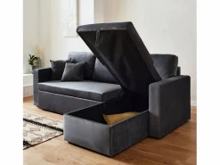 Clearance Sweeek Sofá cama esquinero reversible de 3 plazas oscuro Gris