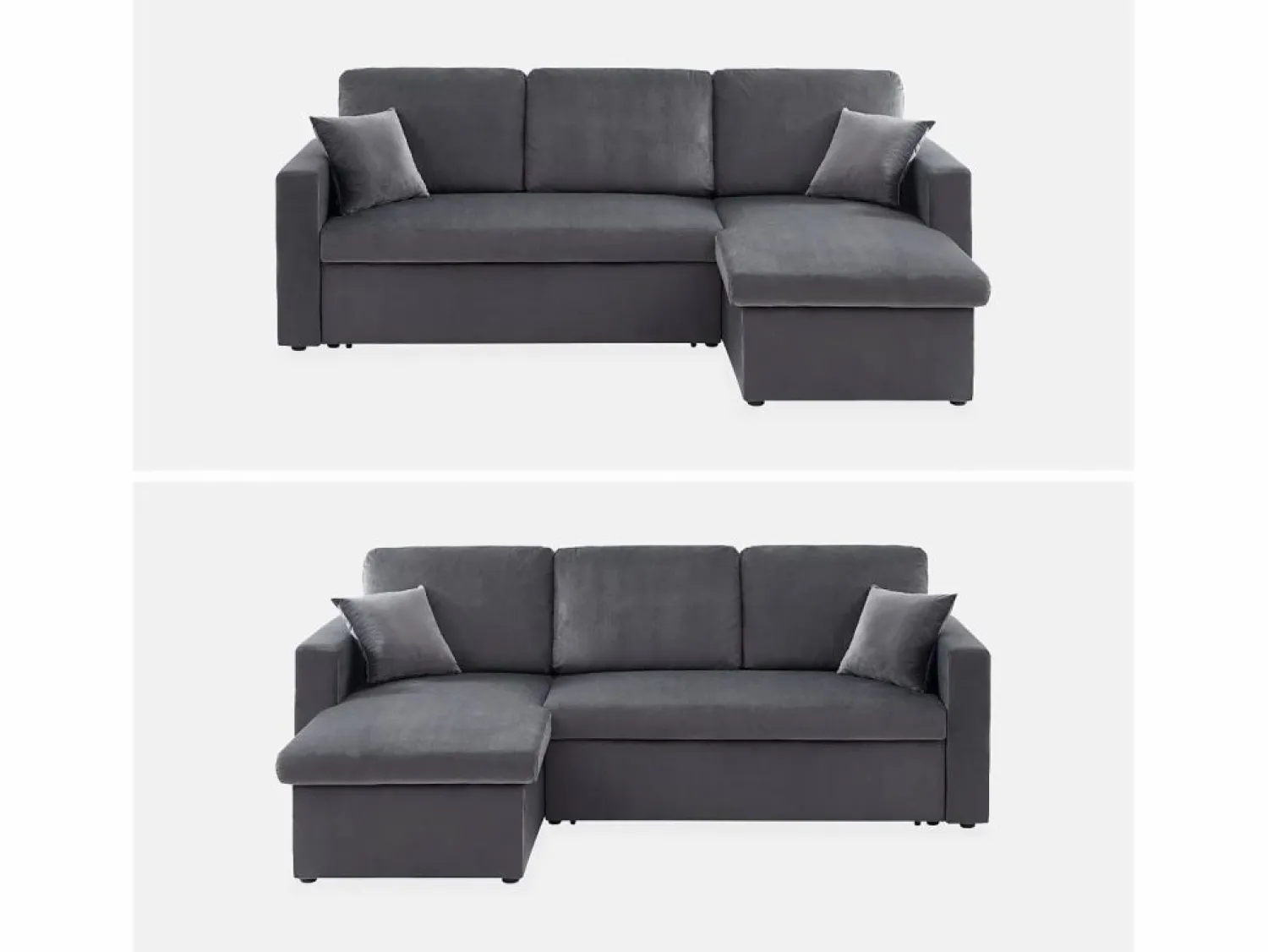 Clearance Sweeek Sofá cama esquinero reversible de 3 plazas oscuro Gris
