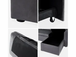 Clearance Sweeek Sofá cama esquinero reversible de 3 plazas oscuro Gris