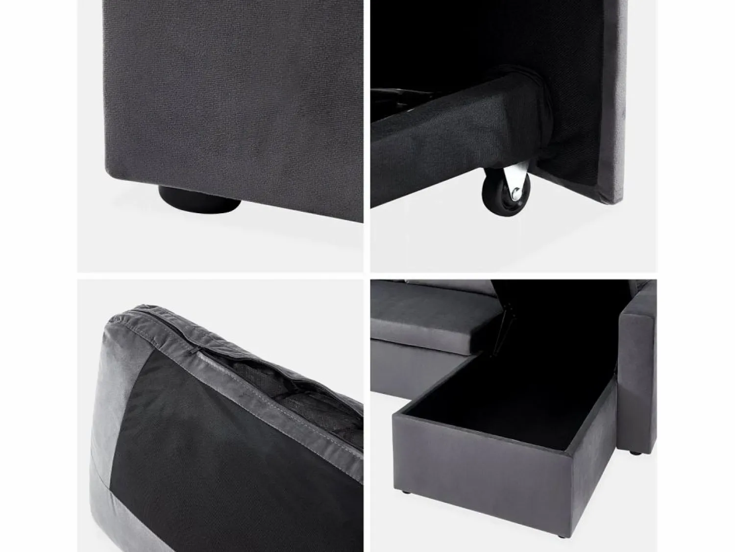 Clearance Sweeek Sofá cama esquinero reversible de 3 plazas oscuro Gris